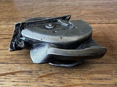 Vintage 1979 Bergamot 2.5&Prime; x 2.5&Prime; Circular Saw Tool Brass Works Shop Belt Buckle