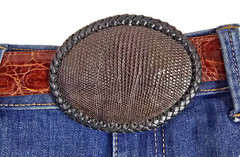 RING LIZARD SKIN Belt Buckle LARGE NEW Authentic Handmade Western Cowboy
