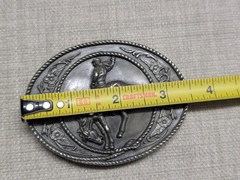vintage RODEO belt buckle BUCKIN BRONCO cowboy WESTERN pewter brass