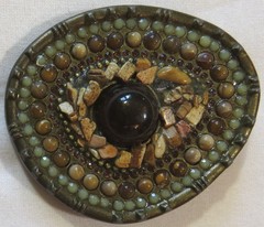 Vintage Belt Buckle 1980&rsquo;s Desert Stone Art Dragon Eye South West Brass