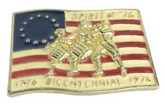Vintage 1776 – 1976 USA Bicentennial Flag Marching Militia Belt Buckle EXC Cond!