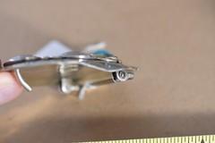 VINTAGE INDIAN BUFFALO HEAD NICKEL FIVE CENT TURQUOISE CORAL BELT BUCKLE