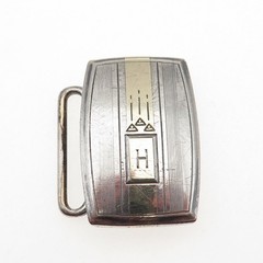 HICKOK 925 Sterling Silver 10K Gold Inlay Vintage Letter H Initial Belt Buckle