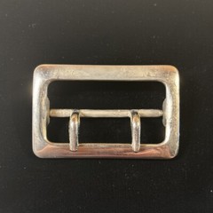 Vintage Solid Brass Chrome Plated 2.25” Double Prong Duty Belt Buckle USA #1