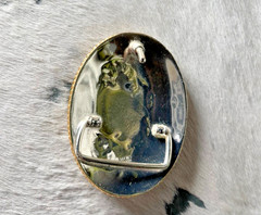 Western Initial Belt Buckle 3.5 x 2 5/8 in Oval R Silver Engraved Gold 1.75
