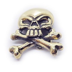 Skull with Crossed Bones Brass Belt Buckle
