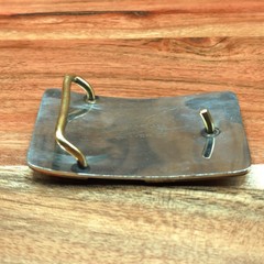80&rsquo;s Bar J Western Floral Scroll Engraved Cowboy Nickel Copper Belt Buckle