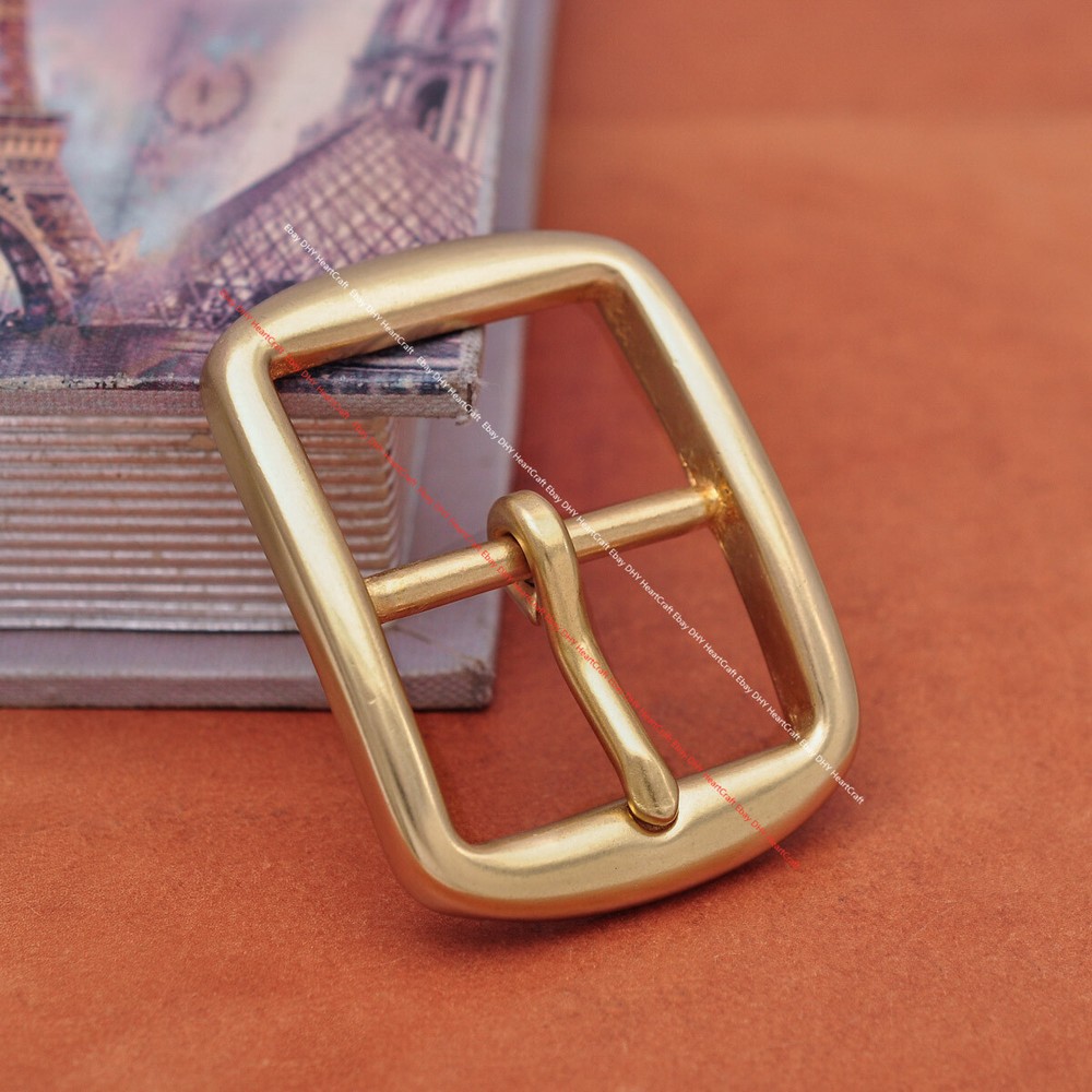 Real Solid Brass Center Bar Tongue Pin DIY Leather Belt Buckle Fits 39mm Strap