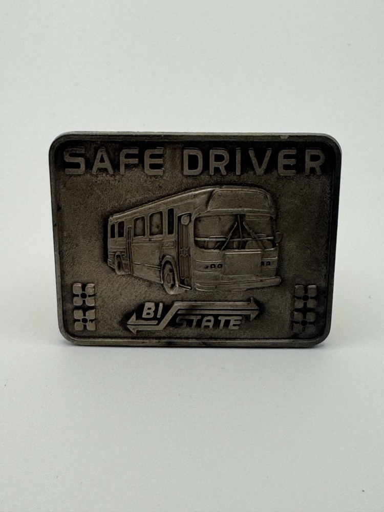 Vintage Safe Driver Bus Transportation Bi-State Metal Belt Buckle 2.5×2 inches