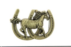 Horse Horshoes Cowboy Western Bronze Plated Belt Buckle