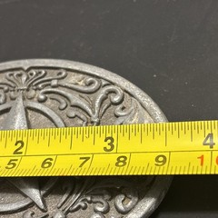 Western Texas Lone Star Oval Belt Buckle – Antique Silver Tone Filigree Floral