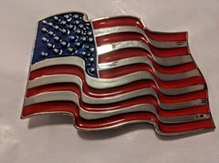 USA FLAG Waving Chrome highlights belt buckle military army navy marines AF