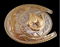 Horseshoe Horse Head Equestrian Western Belt Buckle Buckles