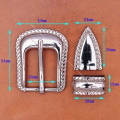 Bling Silver Western Cowboy Headstall Belt Buckle 3-Piece Set For 25mm Strap