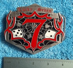 Lucky Seven 7 Pewter Belt Buckle – Great American Products USA (2004) #4688C