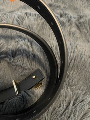 Hermes Look Black Charcoal Belt Gold Diamanté H Buckle With Box Size 34 Inch