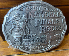 Hesston Wrangler 1997 Silver Tone NFR National Finals Rodeo Oval Belt Buckle VTG