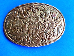 Vintage Chambers Phoenix Silverplated Floral Western Belt Buckle