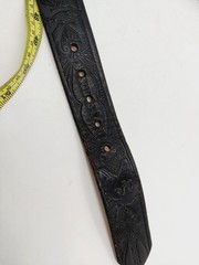 Jesus Is Lord Belt Black Length 57&Prime; Etched Gold Tone Buckle