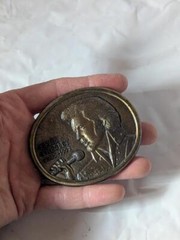 vintage 1970s belt buckle ELVIS solid brass WESTERN cowboy
