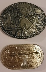2 ~Raised Steer Head & Zee Series Western Cattle Drive Vintage ADM Belt Buckles
