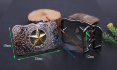 WESTERN COWBOY LONG HUGE SLIVER GLOD TEXAS RANGER STAR RODEO TROPHY BELT BUCKLE