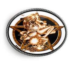 Wiccan Pentacle Belt Buckle – Magic Elements Pentagram Belt Buckle – 321