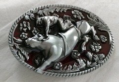 COWBOY BULL RIDER RODEO WESTERN FLORAL DESIGN BELT BUCKLE