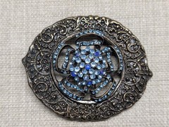 vintage SOLID BRASS belt buckle WESTERN rhinestone studded BRUTALIST hippie boho