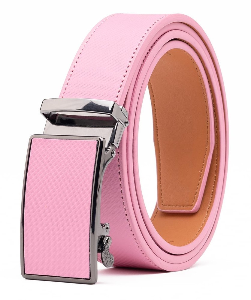 Fabio Valenti Ratchet Belt Dress with 1 3/8&Prime; Genuine Adjustable 46”, 2091pink