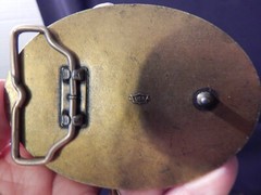 Brass Rockwell Goss Metro Color Oval 3.5&Prime; Belt Buckle Built with Pride USA