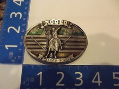 Vintage 1970s Arroyo Grande Belt Buckle Pewter Rodeo Americas 1 Sport