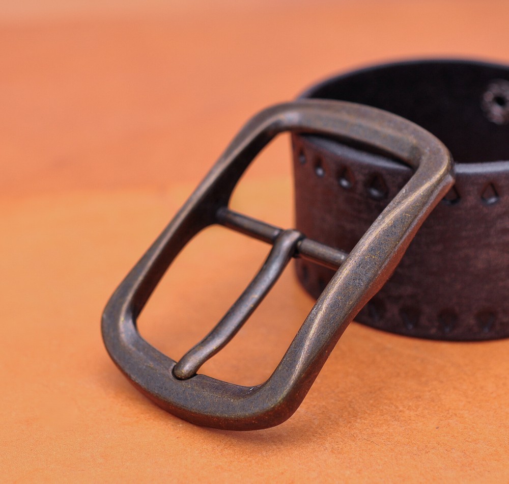 Heavy Duty Solid Antique Copper Two-Tone Center Bar Pin Belt Buckle Inner 40mm