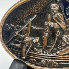 Vintage Washington Crossing the Delaware Brass Belt Buckle Patriotic Americana