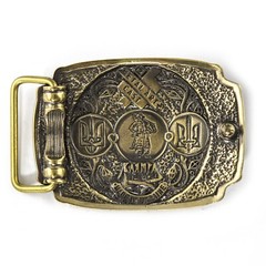 Brass belt buckle Glory to Ukraine!, National Ukrainian trident belt buckle