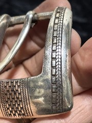 Vintage Nice 1993 Western Textured Engraved Pattern Cowboy Belt Buckle Set