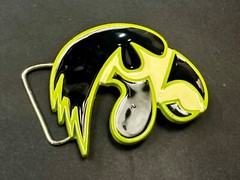 Hawkeye Bird Shaped Colorful Green Black Enamel NOS Cutout Belt Buckle