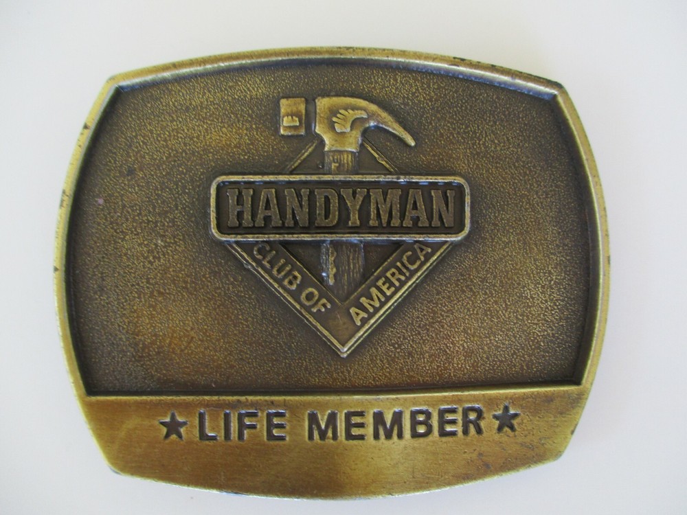 Handyman Club Of America Life Member Tool Shop Carpenter Mens Belt Buckle BRASS