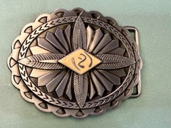 Southwestern Native Indian Tribal Art Style Creme Colored Center Belt Buckle