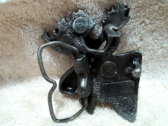 BERGAMOT Belt Buckle, Moose Head, Silver Tone Metal, Dimensional