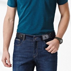 WERFORU No Buckle Show Suit for pants size 30&Prime;-48&Prime;, A-black Gun Color Snap