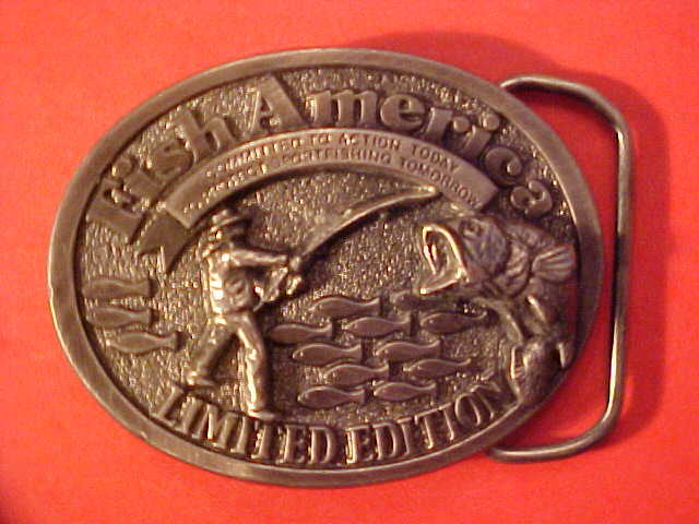NICE Oval Fish America Limited Edition Belt Buckle Mens 2 3/4&Prime; X 2 1/4&Prime; M700