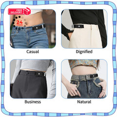 Tucnoeu 2 Pcs No Buckle Belts for Women and Men, Men Side Standard, Black