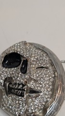 Rhinestone Crystal Skull Belt Buckle Silver Tone Gothic Biker Punk Rock
