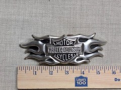 vintage Y2K belt buckle HARLEY DAVIDSON motorcycle FLAMES chrome metal WESTERN