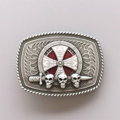 Vintage Enamel Celtic Shield Skull Sword Belt Buckle Gurtelschnalle