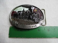 Vintage American 4-4-0 Steam Locomotive Belt Buckle 1987 C+J CJ1440 Railroad
