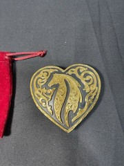 1998 Crumrine Buckle Silver Electroplate On Brass Horse head Heart Shape