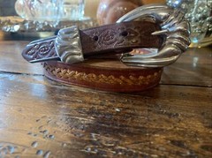 XXL Taxco James Reid Style Sterling Silver Belt Buckle Set Dator 32-35-1”✅