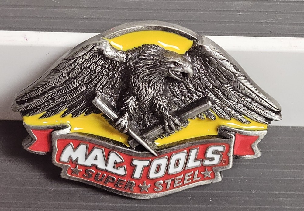 Vintage MAC TOOLS Super Steel Eagle Collectors Series Pewter Belt Buckle New